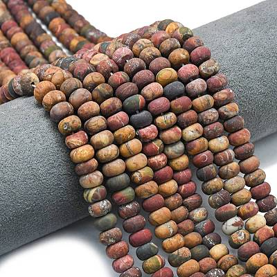 Нити бусин из натуральной красной яшмы пикассо/полихромной яшмы&nbsp;G-P575-A16-8x5mm-1
