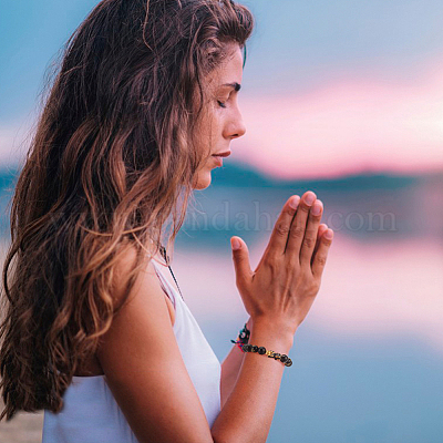 4 шт. браслет из бусин из смолы ом мани падме хум мала SJEW-AN0001-48-1