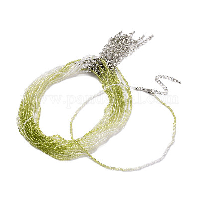 Колье из граненого ронделя из стеклянных бусин для женщин NJEW-M208-01B-1