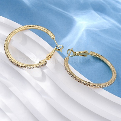 Латунные микро проложить серьги стержня кубического циркония EJEW-R025-32G-1