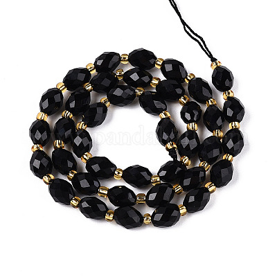 Натуральный черный обсидиан бисер пряди&nbsp;G-N342-35-8x6-01-1