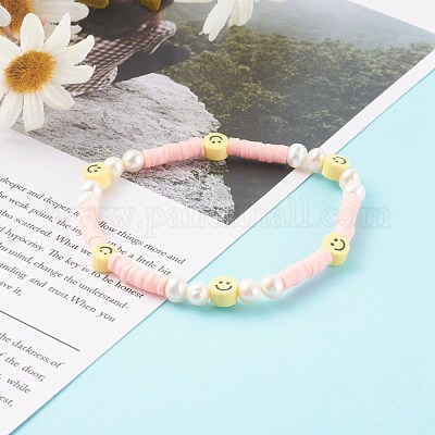 Браслеты хейши из полимерной глины ручной работы стрейч из бисера BJEW-JB06143-01-1