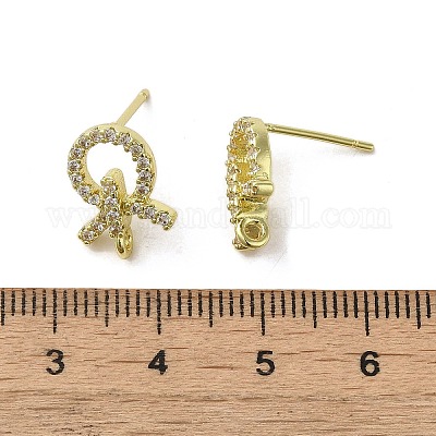 Фурнитура для сережек из латуни и циркония с покрытием стойки KK-G487-10G-1