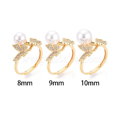 Бабочка латунный микропаве прозрачный кубический цирконий регулируемые настройки кольца KK-T076-30G-1