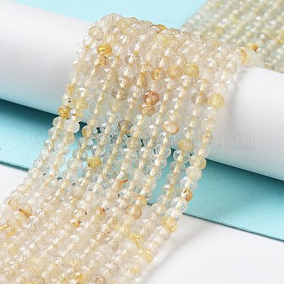 Нити бусин из натурального рутилированного кварца G-J400-C11-02-1