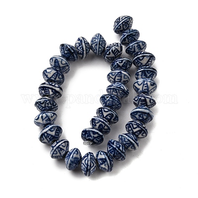 Нитка фарфоровых бусин ручной работы PORC-H014-02-1