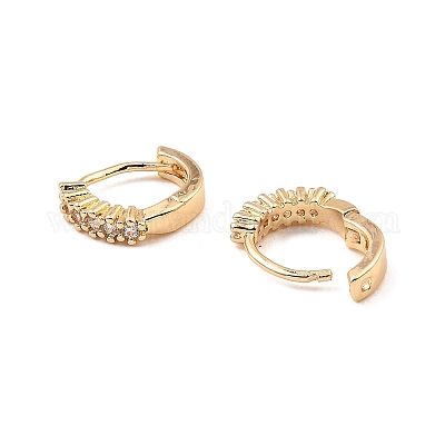 Серьги-кольца из латуни с микропаве из кубического циркония EJEW-D078-44KCG-1