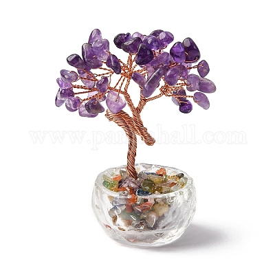 Натуральные аметистовые чипсы дерево жизни украшения DJEW-Q010-01G-1