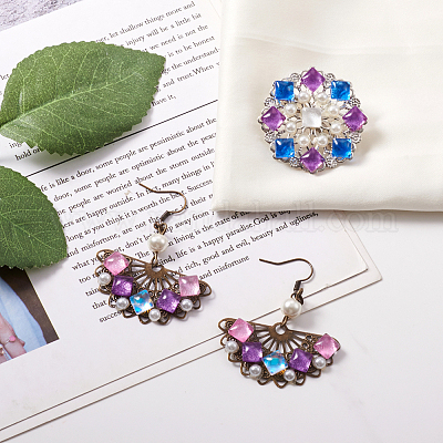 140 шт. 7-х цветные гальванические стеклянные кабошоны EGLA-CW0001-01-1