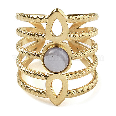 Кольца из натурального голубого кружевного агата RJEW-U027-08G-01-1