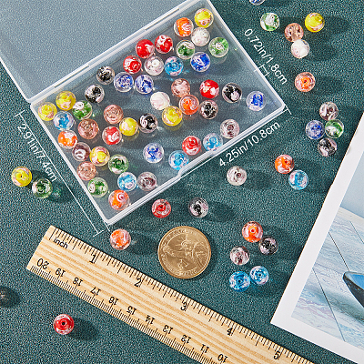 80 шт. 10-х цветные бусины-лэмпворк ручной работы с внутренним светящимся цветком LAMP-SC0001-25-1