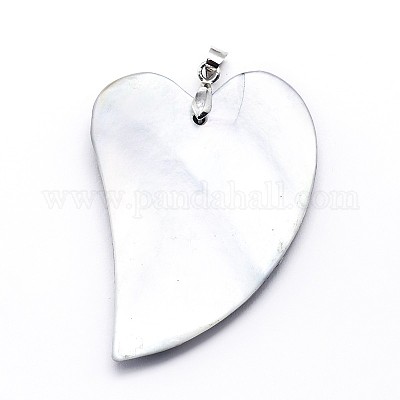 Латунь Пауа оболочки сердца большие кулоны SSHEL-F0006-53-1