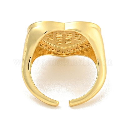 Кольца-манжеты на палец с сердечком из латуни с микро-паве и прозрачным фианитом для женщин RJEW-C103-08G-1