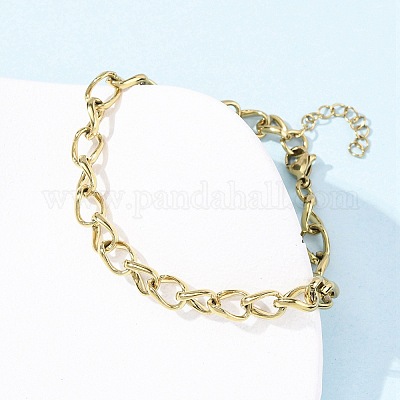 Браслеты из кубинских цепей из нержавеющей стали 304 для женщин BJEW-B150-08G-1