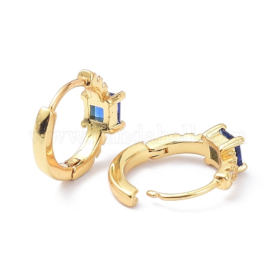 Серьги-кольца с инкрустацией из латуни и фианитами ZIRC-P090-16G-C-1