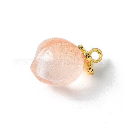 Персиковые непрозрачные 3d фруктовые подвески из смолы RESI-V002-03C-1