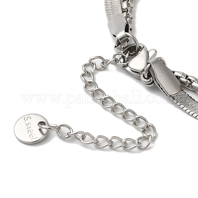 Многорядные браслеты из нержавеющей стали с кристаллами и стразами в форме сердца для женщин BJEW-G719-09P-1