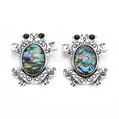 Брошь в виде лягушки из натурального панциря пауа PALLOY-Q438-006D-RS-1