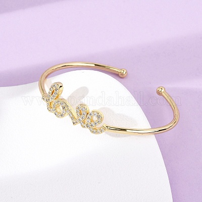 Браслеты из латуни с прозрачным кубическим цирконием в микропаве BJEW-H209-07G-1