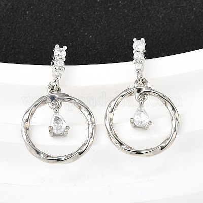 Серьги-гвоздики с цирконом из латуни EJEW-M103-05P-1