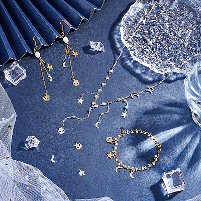 60 шт. 3 латунных подвески в виде луны и звезды KK-PH0039-79-1