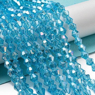 Стеклянные бусины с гальваническим покрытием  EGLA-Q118-6mm-B05-1