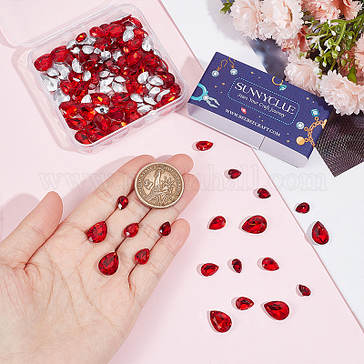 120 шт. 3-х видов стеклянных кабошонов со стразами с заостренной задней частью и с покрытием сзади RGLA-SC0001-04-1