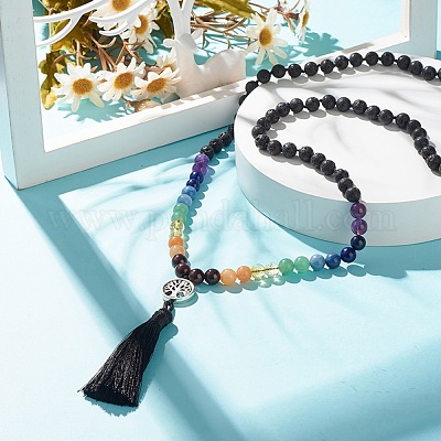 7 буддийское ожерелье из драгоценных камней чакры NJEW-JN03856-1