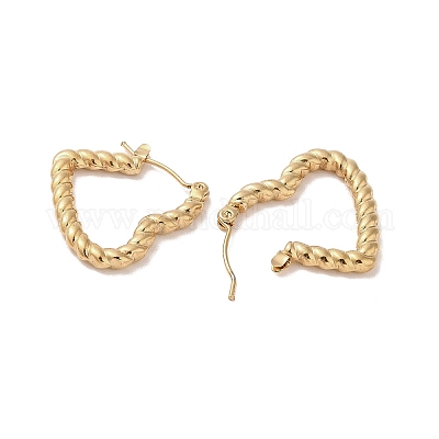 Серьги-полукольца из нержавеющей стали Twist Heart 201 для женщин EJEW-G385-29G-1