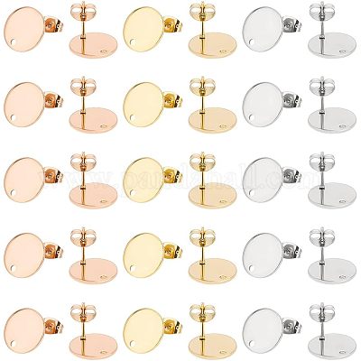 Фурнитура для сережек-гвоздиков из нержавеющей стали 304 с вакуумным покрытием pvd STAS-UN0002-42-1