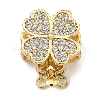 Латунные микро проложить кубического циркония ящик с застежками KK-U037-23G-03-1