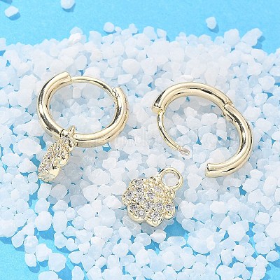 Серьги-кольца из латуни с прозрачным фианитом EJEW-Q014-06G-1