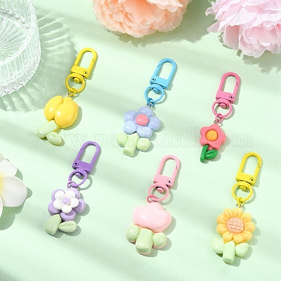 6 шт. подвеска в виде цветка из смолы HJEW-YW00056-1