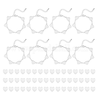 Браслеты из нержавеющей стали 304 с кабошоном в форме сердца BJEW-AB00011-1