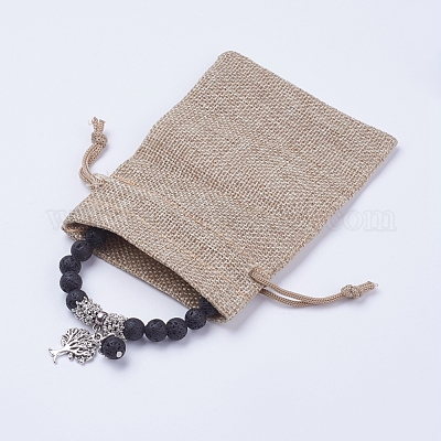 Браслеты с подвесками из натурального вулканического камня BJEW-JB03478-01-1