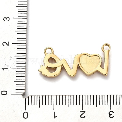 Подвески-шармы в форме слова «любовь» из нержавеющей стали 304 со стразами STAS-R160-03G-1