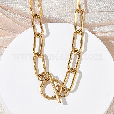304 нержавеющая сталь цепочки-скрепки ожерелья NJEW-Z102-02G-1