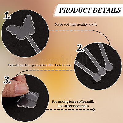 30 шт. 3 стильные прозрачные акриловые палочки для перемешивания TACR-NB0001-30C-1