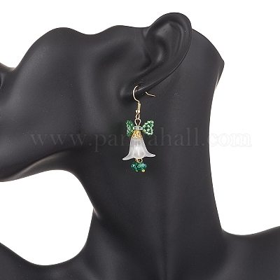 Серьги с подвесками из акрилового цветка EJEW-MZ00591-1