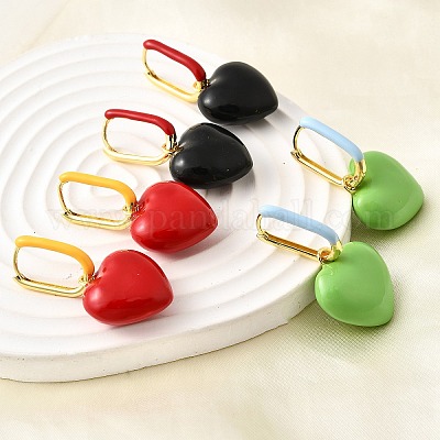 Серьги-кольца из латуни в форме сердца EJEW-D314-02G-1