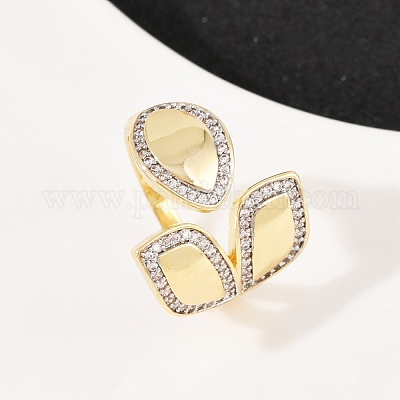Латунные микро проложить манжеты кольца кубического циркония RJEW-C140-10G-1