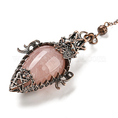 Натуральный розовый кварц маятник с большой подвеской G-H293-01R-09-1