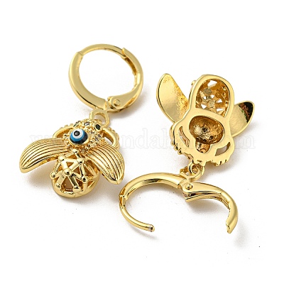 Серьги с подвесками из латуни с покрытием из настоящего 18-каратного золота EJEW-A033-24G-1