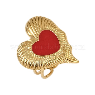 Кольца для женщин из нержавеющей стали 304 с эмалью RJEW-G355-09G-02-1