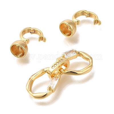 Латунные микро проложить кубического циркония раз за застежками KK-K389-120G-1