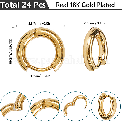 12 пара сережек-колец Huggie Hoop из нержавеющей стали 304 EJEW-SC0001-58-1