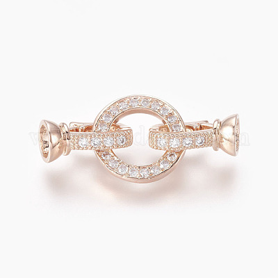 Латунные микро проложить кубического циркония раз за застежками KK-P164-14RG-1