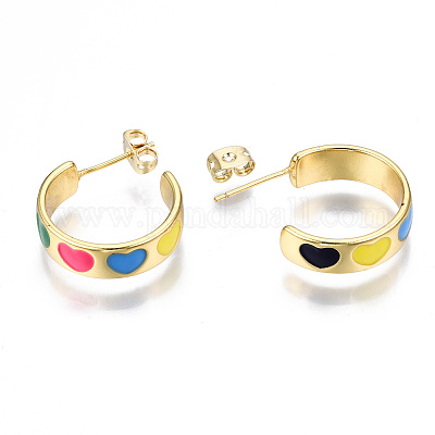 Серьги-гвоздики из латуни X-EJEW-T014-06G-NF-1