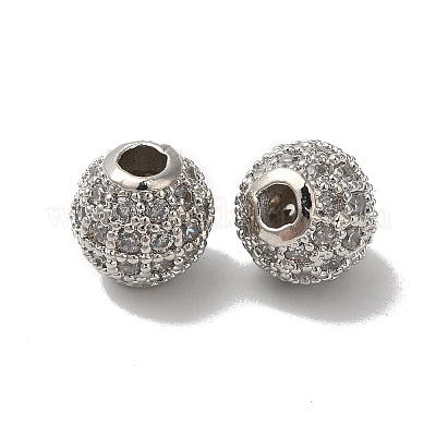 Стойки обшивки круглые микро латунь проложить Цирконом шарики KK-F873-24P-1