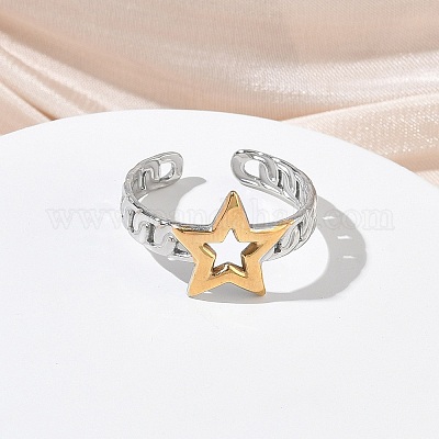 Открытые кольца манжеты из нержавеющей стали 304 RJEW-Z121-02GP-06-1